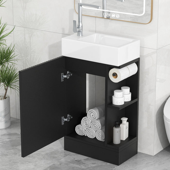 Ethan 18.6\" Bathroom Vanity with Sink and Adjustable Shelf, Black