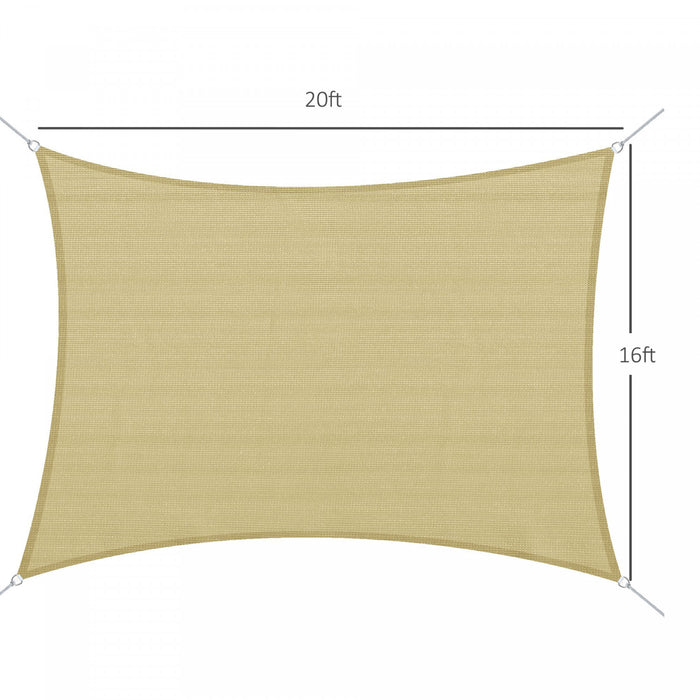 Outsunny Rectangle 20'x 16' Sun Shade Sail Top Cover Fabric Outdoor Shelter Backyard Window Garden Sand Carrying Bag Sand