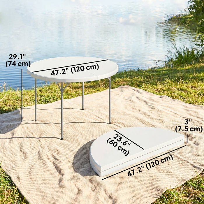 Outsunny 4ft Folding Picnic Table with Anti-Slip Foot Pads, White