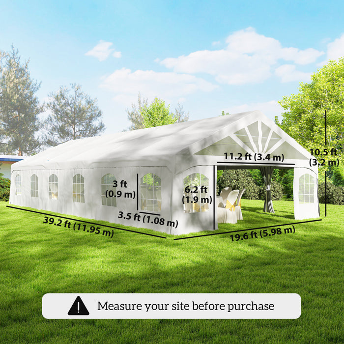 Outsunny 20' x 40' Heavy Duty Party Tent with 2 Doors and 20 Windows
