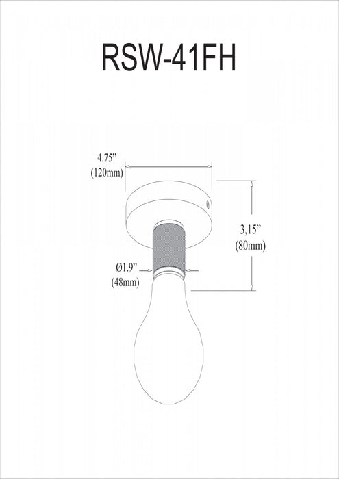 Dainolite Roswell 1 Light Flush Mount Small Aged Brass Lamp