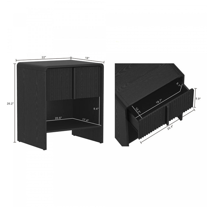 Novara Contemporary 22\" Nightstand in Black (1-Drawer)