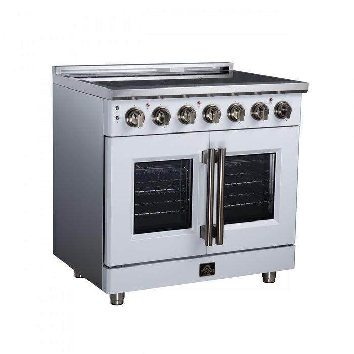 Forno Massimo 36 Inch French Door Electric range, 5 radiant burners, 5.36 cu.ft., White - FFSEL6955-36WHT Electric Range
