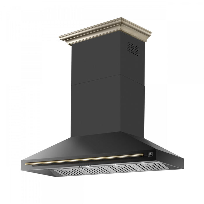 Forno Aria 60 Inch Wall-Mounted Black Range Hood- FRHWM5095-60BLK