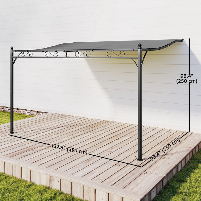 Outsunny 11.5' x 8.2' Outdoor Pergola, Lean to Pergola, Dark Grey