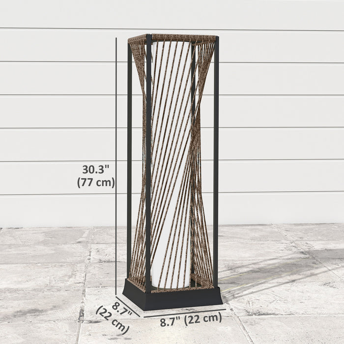 Outsunny Rattan Solar Floor Lamp, Solar Powered Outdoor Lamp with Auto On/Off LED Lights, IP44 Waterproof, Decorative Outdoor Lantern for Patio, Porch, Pathway, Brown
