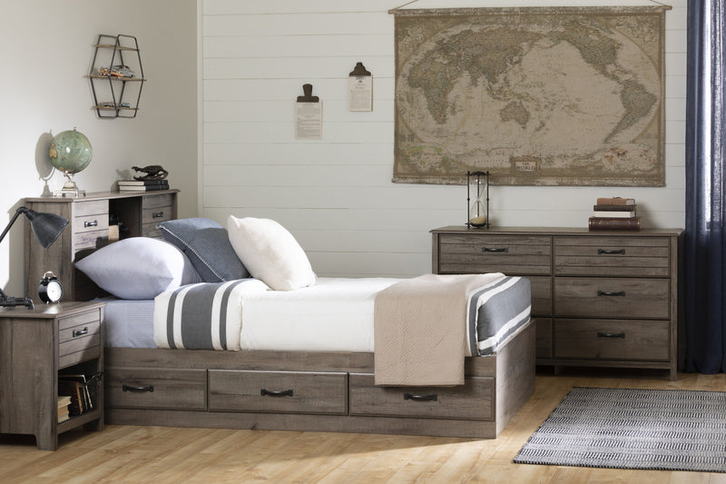 Ulysses Storage Bed And Bookcase Headboard Set Fall Oak - South Shore