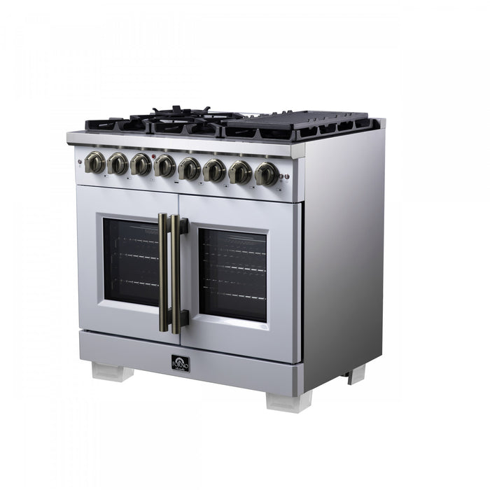 Forno Capriasca 36\" French Door Dual Fuel Range, White, 5.36 cu. ft. - FFSGS6387-36WHT