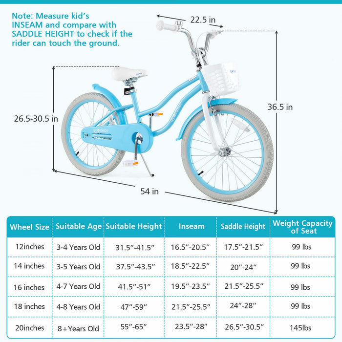 Prorider 20\" Kids Bike With Height Adjustable Handlebar & Seat Hand Brake & Coaster Brake Blue