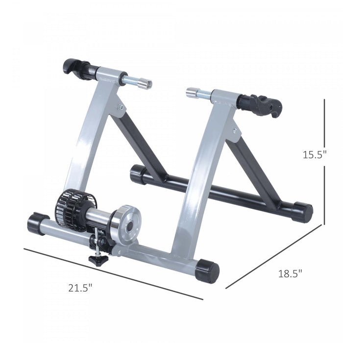 Soozier Foldable Indoor Bike Trainer, Stationary Bicycle Stand For Riding Exercise, 26-28\" & 700c Wheels, Silver