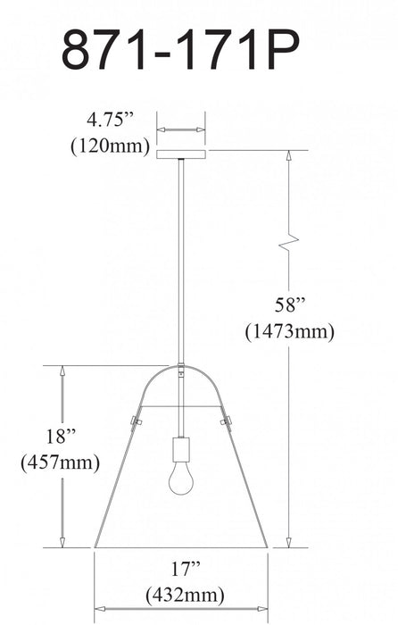 Dainolite Polly 1 Light Pendant Large Polished Chrome Clear Glass Lamp