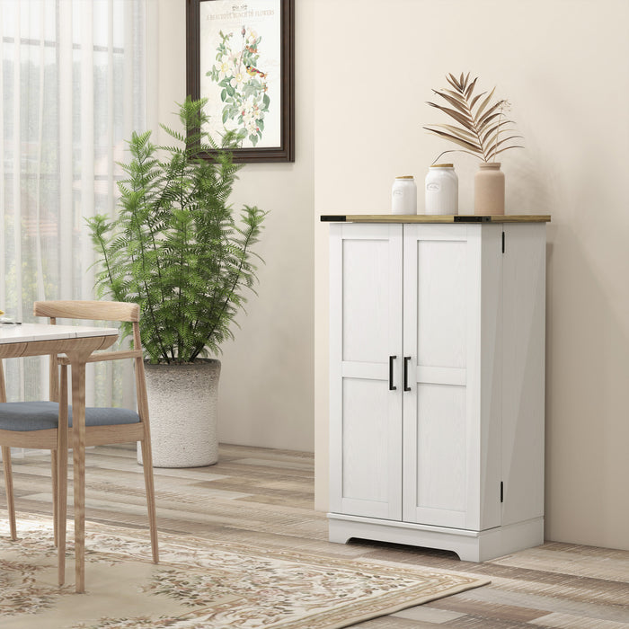 HOMCOM Kitchen Pantry Storage Cabinet with Adjustable Shelves Cream White