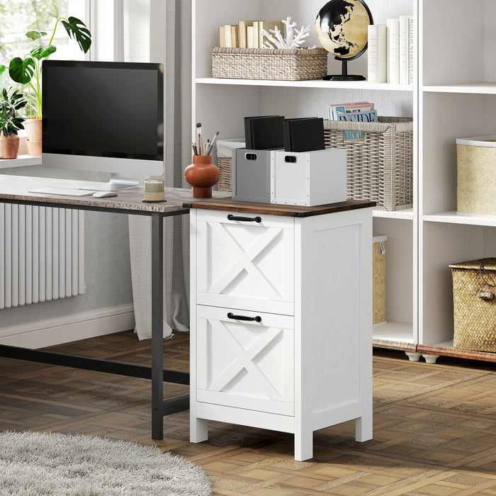 HOMCOM File Cabinet with 2 Drawers Filing Cabinet for A4 Letter, White