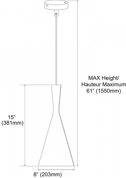 Dainolite Helsinki 1 Light Pendant Cone Matte Black Finish gold Pebbled Interior Lamp