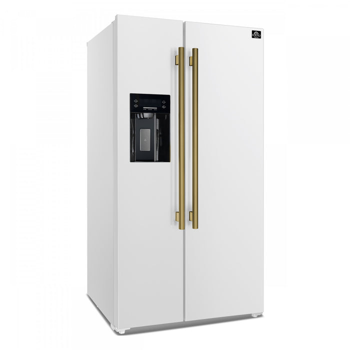 Forno Salerno 36-inch Side-by-Side Refrigerator in White, 20 cu.ft. - FFRBI1844-36WHT