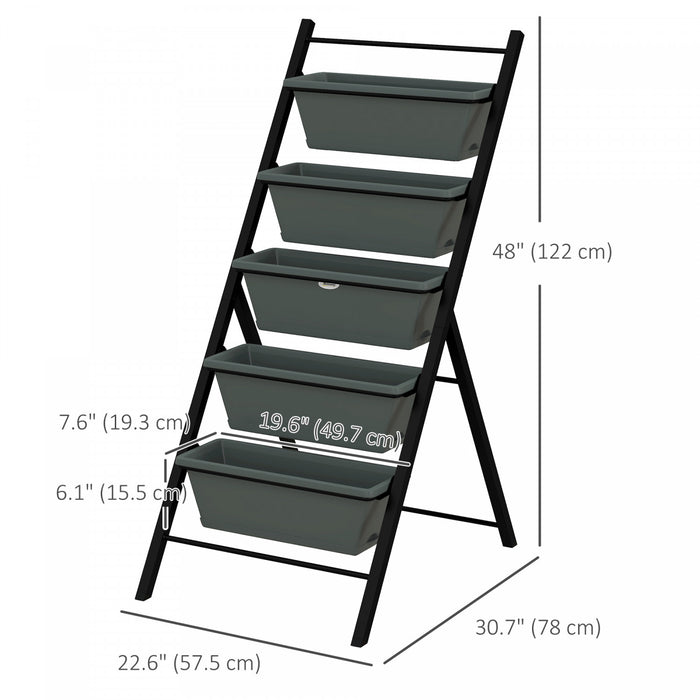 Outsunny 5-tier Vertical Raised Garden Bed With 5 Planter Boxes, Grey