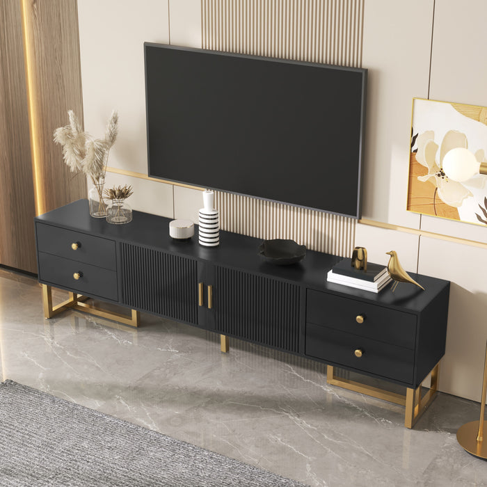 Gavin 68.8\" TV Cabinet with Storage Drawers and Media Organization Function,Black Tv Stand