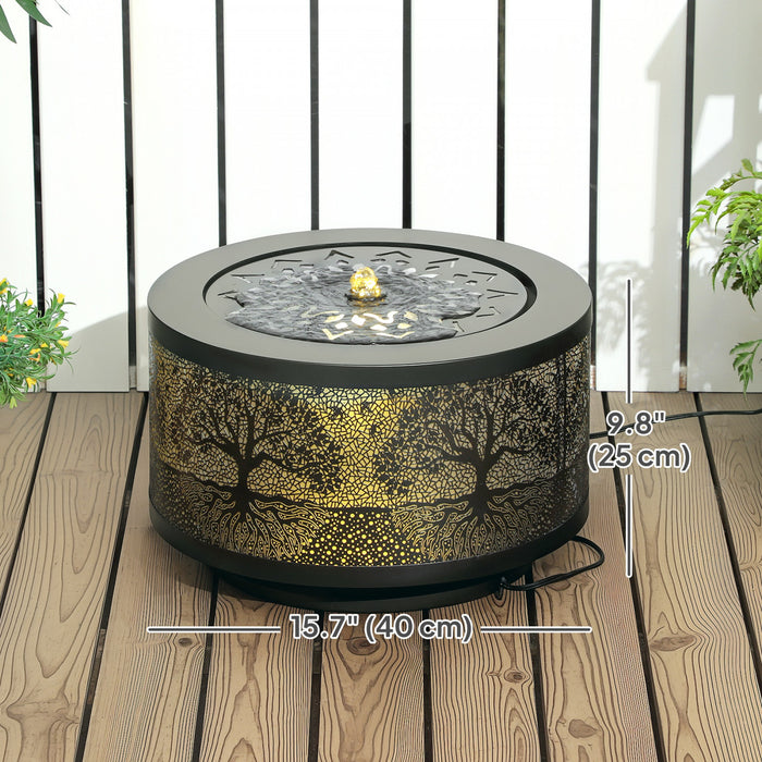 Outsunny Outdoor Water Fountain With Led Lights Garden Waterfall Fountain