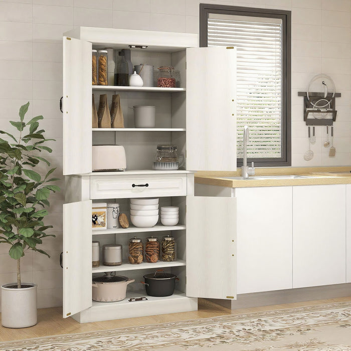 HOMCOM 71\" Freestanding Kitchen Pantry with 4 Doors and 2 Large Cabinets