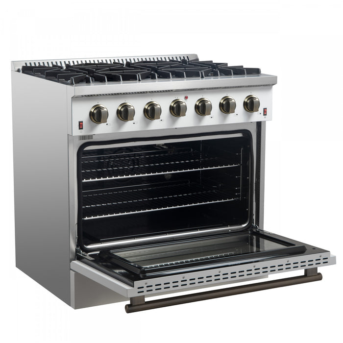 Forno Galiano 36-inch Gas Range in White, 5.36 cu.ft. - FFSGS6244-36WHT