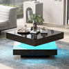 Ryan Rotating Coffee Table with LED Lighting and 360° Swivel Top,Black | Ryan table basse pivotante – table basse avec eclairage LED et plateau rotatif a 360°, noir