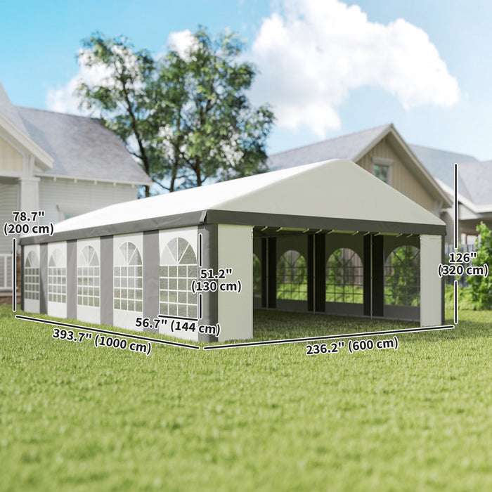 Outsunny 20'x33' Large Party Tent & Carport for Outdoor Events, Grey