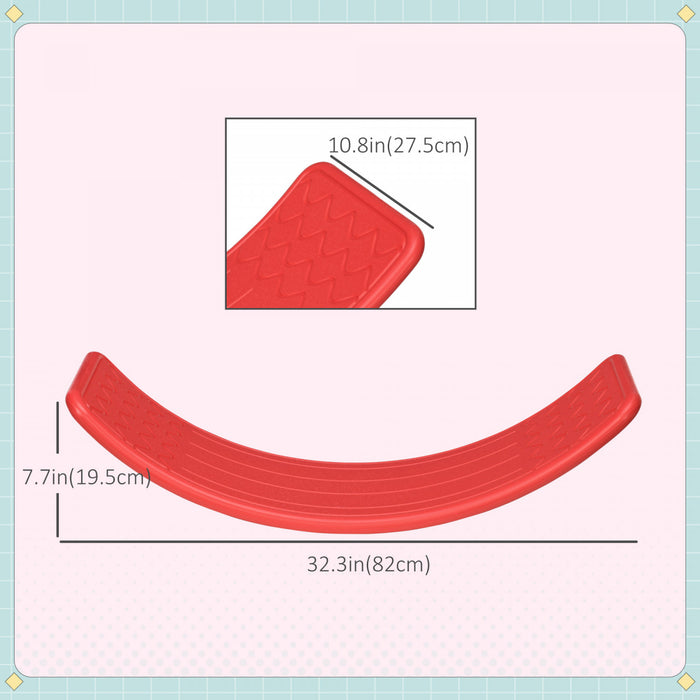 Qaba 32.3\" Balance Board, Wobble Board Kids Curvy Rocker Board, Ended Preschool Learning Montessori Waldorf Toy, Ages For 3-6 Years Old, Red