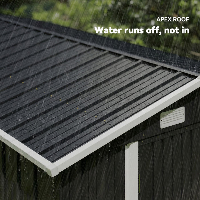 Outsunny 10' x 10' Metal Shed, Heavy Duty Outdoor Storage Shed, Dark Grey