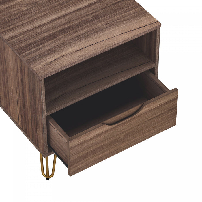 Avira Mid-Century Modern 20\" Nightstand in Brown (1-Drawer)
