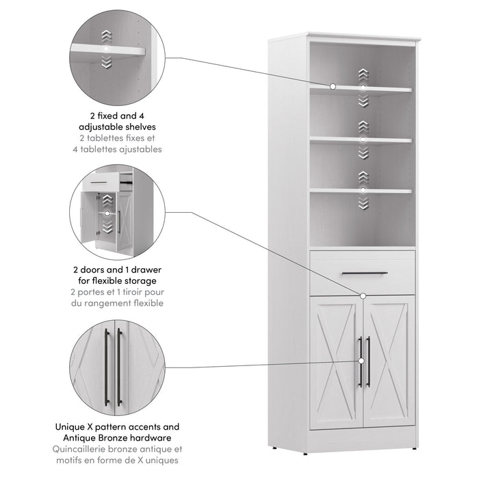Bestar Key West 25 W Closet Organizer with Drawer & Doors - Pure White Oak