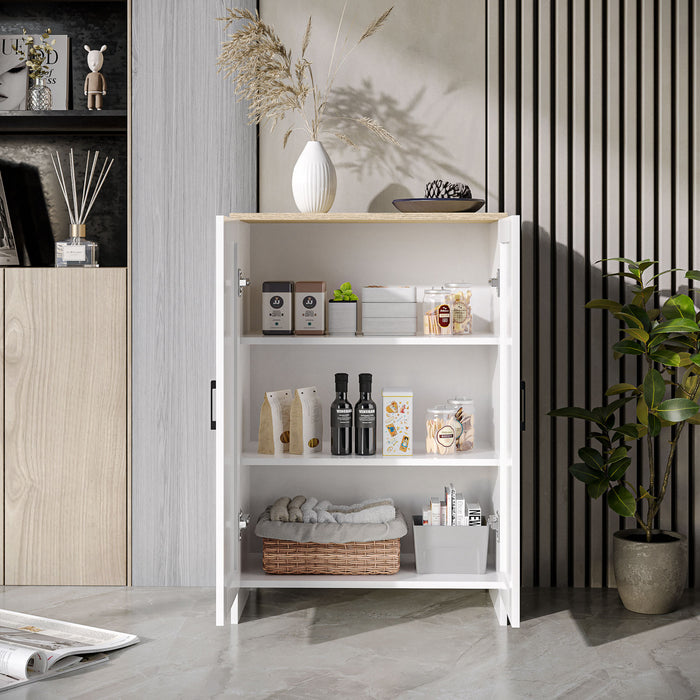 HOMCOM Storage Cabinet with Double Doors and Adjustable Shelf, White