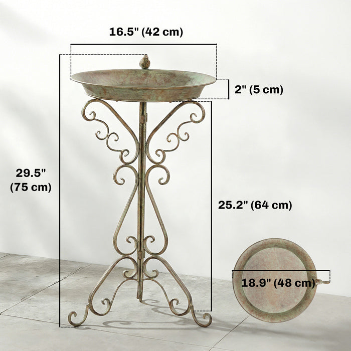 Outsunny Bird Bath with Bird Statue, Vintage Garden BirdBath