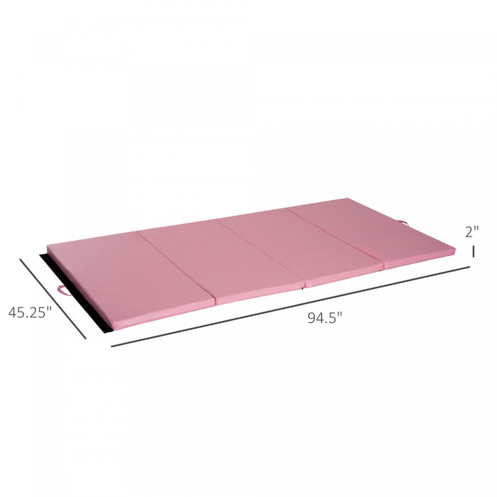 Soozier 4ft X 8ft X 2inch Tri-fold Gymnastics Tumbling Mat Exercise Mat With Carrying Handles For Mma, Martial Arts, Stretching, Core Workouts, Pink
