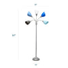 Skye 5 Light Adjustable Gooseneck Floor Lamp, Multi Blues, White, & Silver, 67"H | Skye Lampadaire a 5 lumieres avec cols de cygne reglables, Bleu multicolore, Blanc et Argent, 67 po H