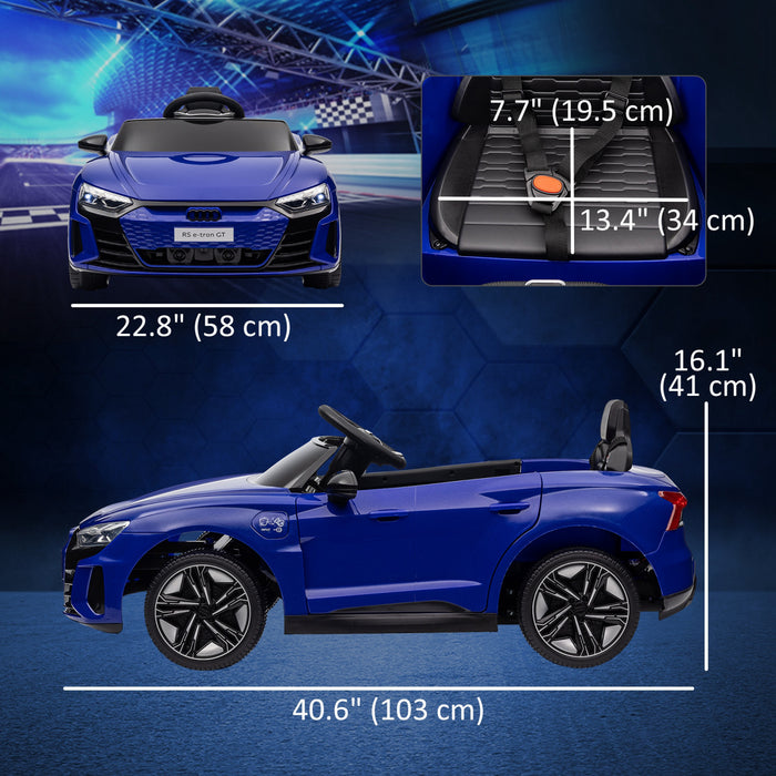 Aosom Audi Rs E-tron Gt Licensed Ride On Car, 12v Battery Powered Electric Car With Remote Control, Suspension Wheels, Soft Start, Horn, Music, Headlights, Navy Blue