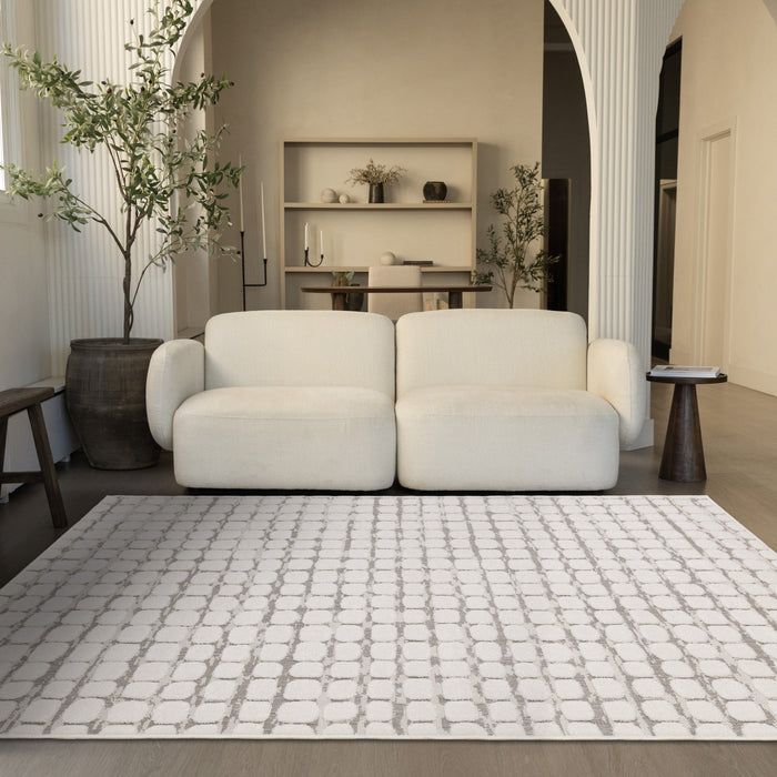 Oslo White Great Pebble Patterned Rug, 5'3\" x 7'7\" Indoor Area Rug