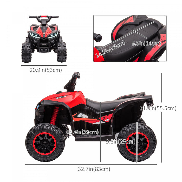 Aosom 12v Kids Atv, Four Wheeler Kids Quad With Music, Mp3, Headlights, High & Low Speed, Battery Powered Ride-On Electric Atv For Boys & Girls Gift, Red