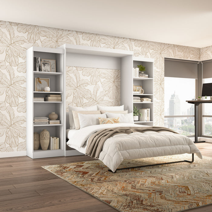 Bestar Pur Queen Murphy Bed and Two Shelving Units 115-Inch Wall Bed