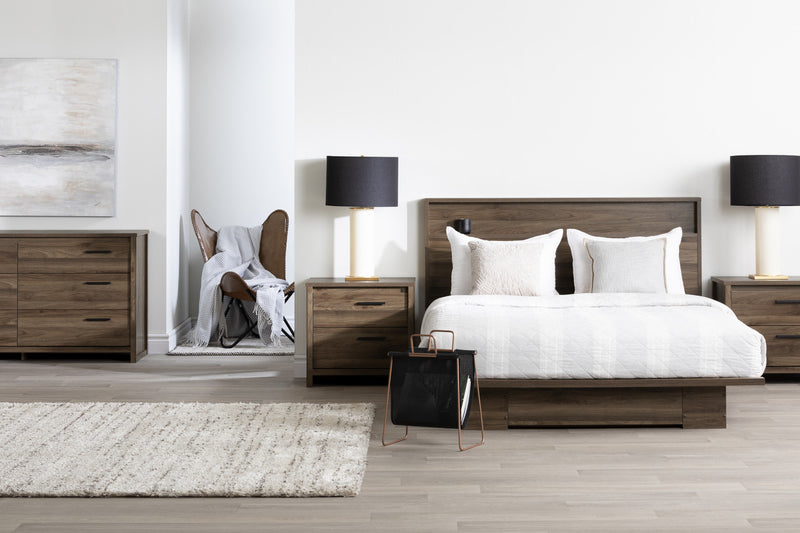 Tao Platform Bed And Headboard Set Natural Walnut - South Shore