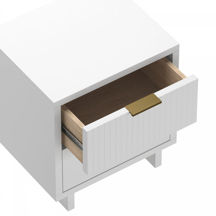 Elara Contemporary 18\" Solid Wood Nightstand in White (2-Drawer)