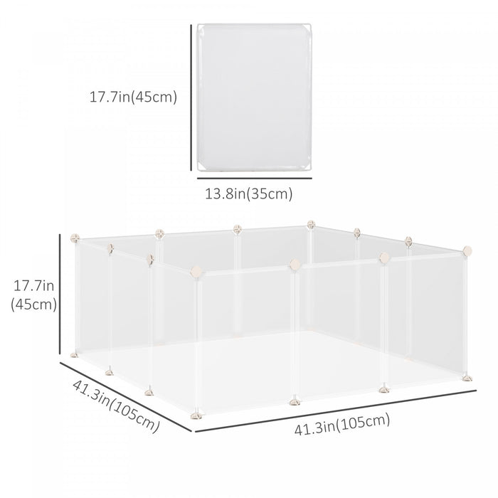 Pawhut Pet Puppy Dog Playpen, Portable Diy Catio Small Animal Cage For Bunny Chinchilla Guinea Pig Indoor Outdoor, 12 Panel, 17.7 X 13.8 Inch