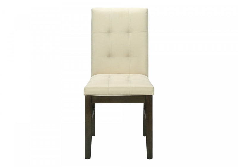 Dining Chair Set of 2 Dining Room Kitchen Cream Fabric Grey Solid Wood Transitional