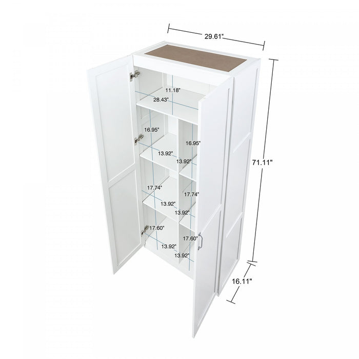 Hopkins Modern 30\" Storage Cabinet in White (7-Shelf) - Set of 2 Armoire