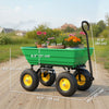 Outsunny Garden Dump Cart Heavy Duty 440lbs Wagon with Steel Frame and 10'' Pneumatic Tires, Green