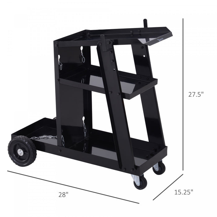 Durhand 3 Tier Garage Welding Cart With Safety Chain