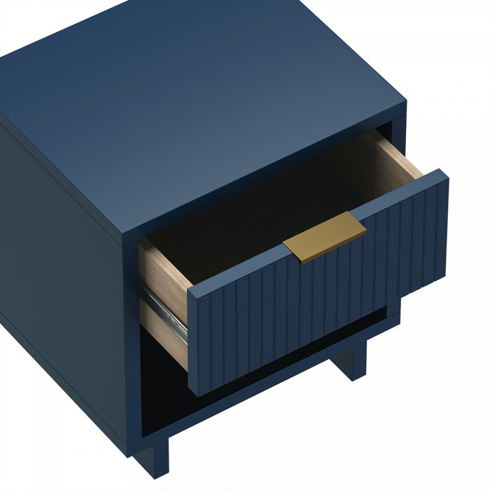 Elara Contemporary 18\" Solid Wood Nightstand in Midnight Blue (1-Drawer)
