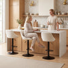 HOMCOM Bar Stools Set of 3 with Adjustable Linen-Look Bar Chairs, Off-White