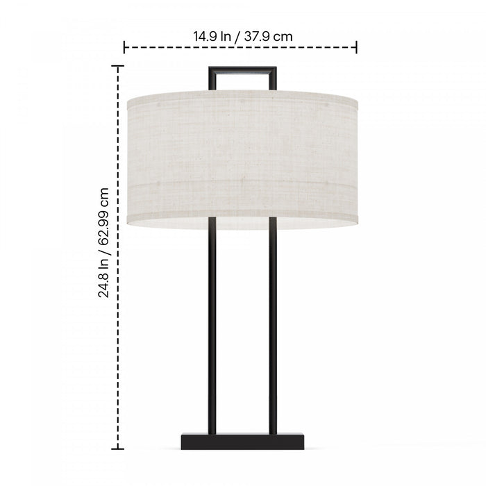 25\" Black Modern Table Lamp with Textured Shade