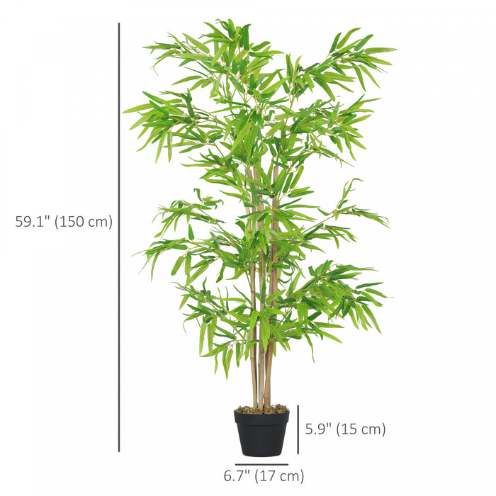 Outsunny Artificial Bamboo Tree Set of 2, 5ft Fake Decorative Plant in Pot