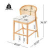 Tatti Rubber Wood Counter Stools with Cane Back Set of 2,Beige | Tatti – Lot de 2 tabourets de comptoir en bois d’hevea avec dossier en cannage, couleur beige